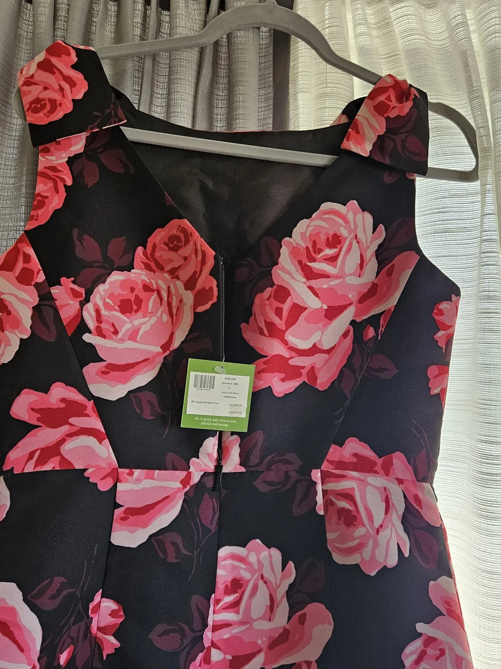 kate spade Black Dress with Pink Rose Print
